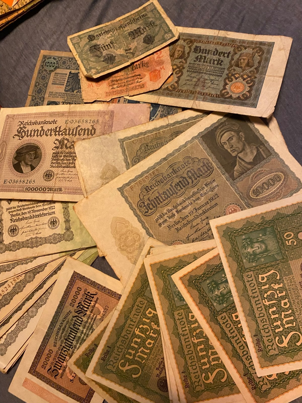 Duitse inflatiebankbiljetten - Set van diverse biljetten, Verzenden, Duitsland, Setje