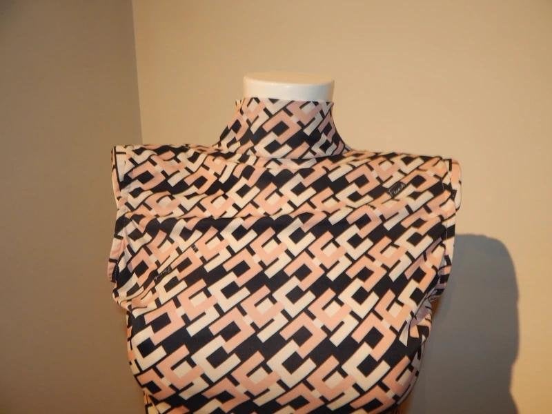 Elisabetta Franchi stretch body monogram print open rugI44, Maat 38/40 (M), Zo goed als nieuw, Zonder mouw, Meerkleurig