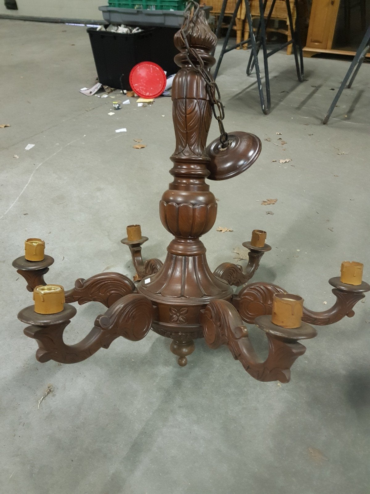 antieke houten lamp hanglamp, Ophalen