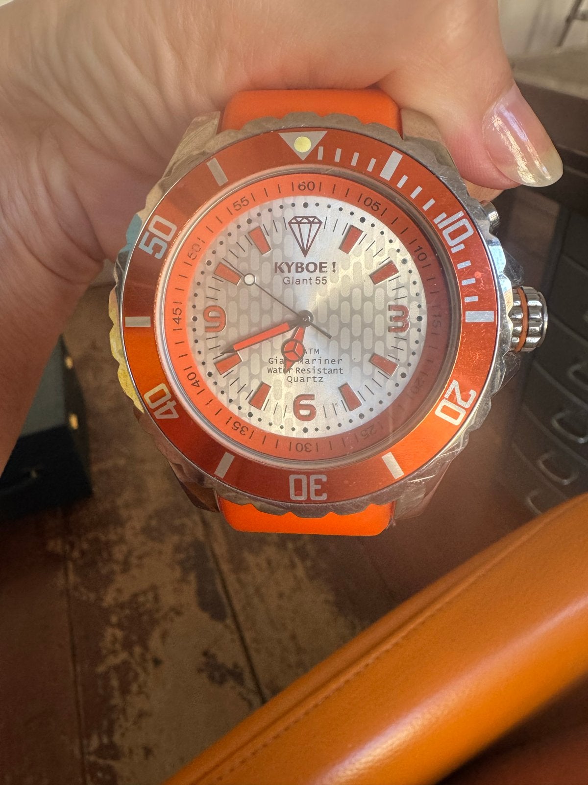 Kyboe! Giant 55 Oranje Horloge - Waterbestendig Quartz, Staal, Polshorloge, Kunststof, Zo goed als nieuw