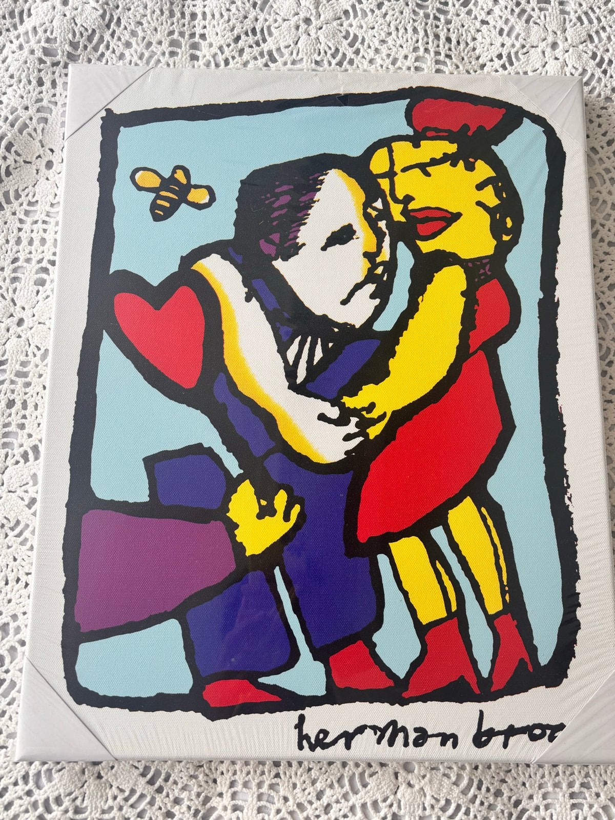 Herman Brood Canvas Schilderij - Liefdevol Paar, Antiek en Kunst, Ophalen of Verzenden
