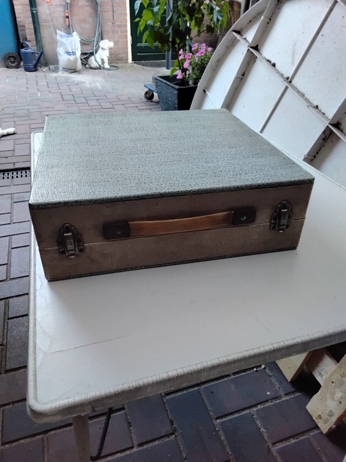 Vintage accordeon ventilator in koffer, Ophalen