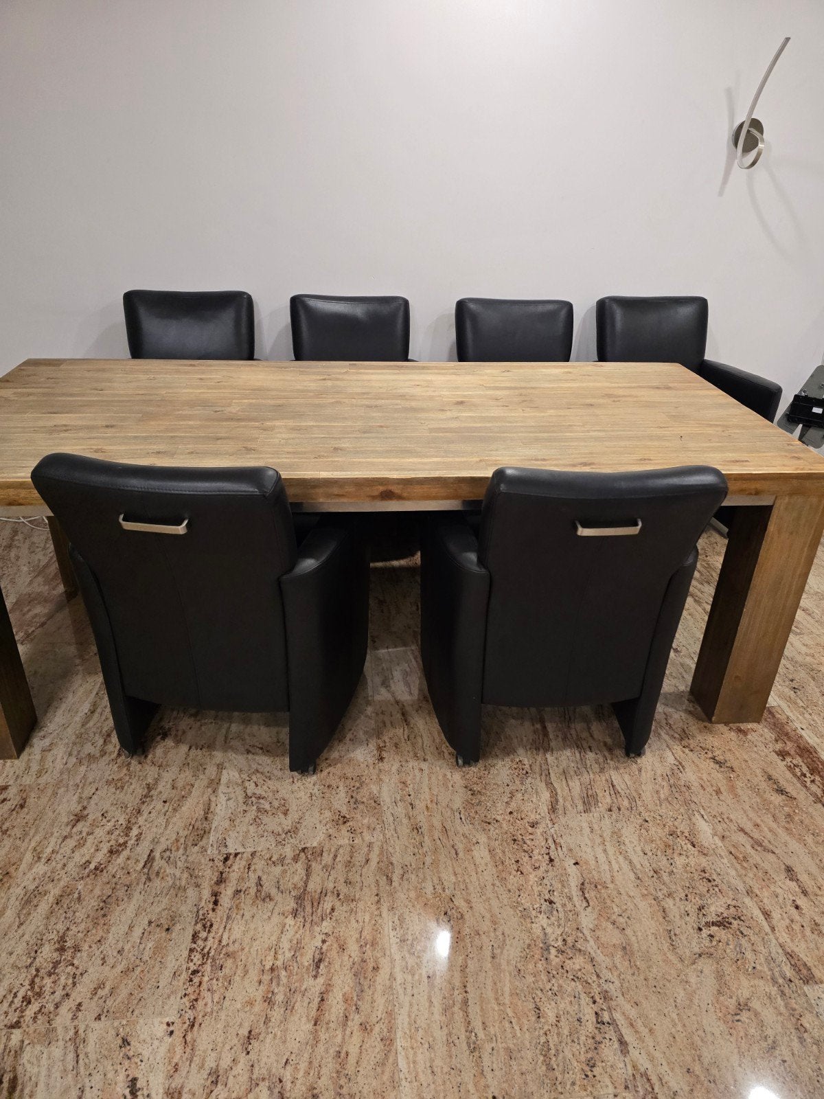 Zwarte leren eetkamerstoelen - 6 stuks