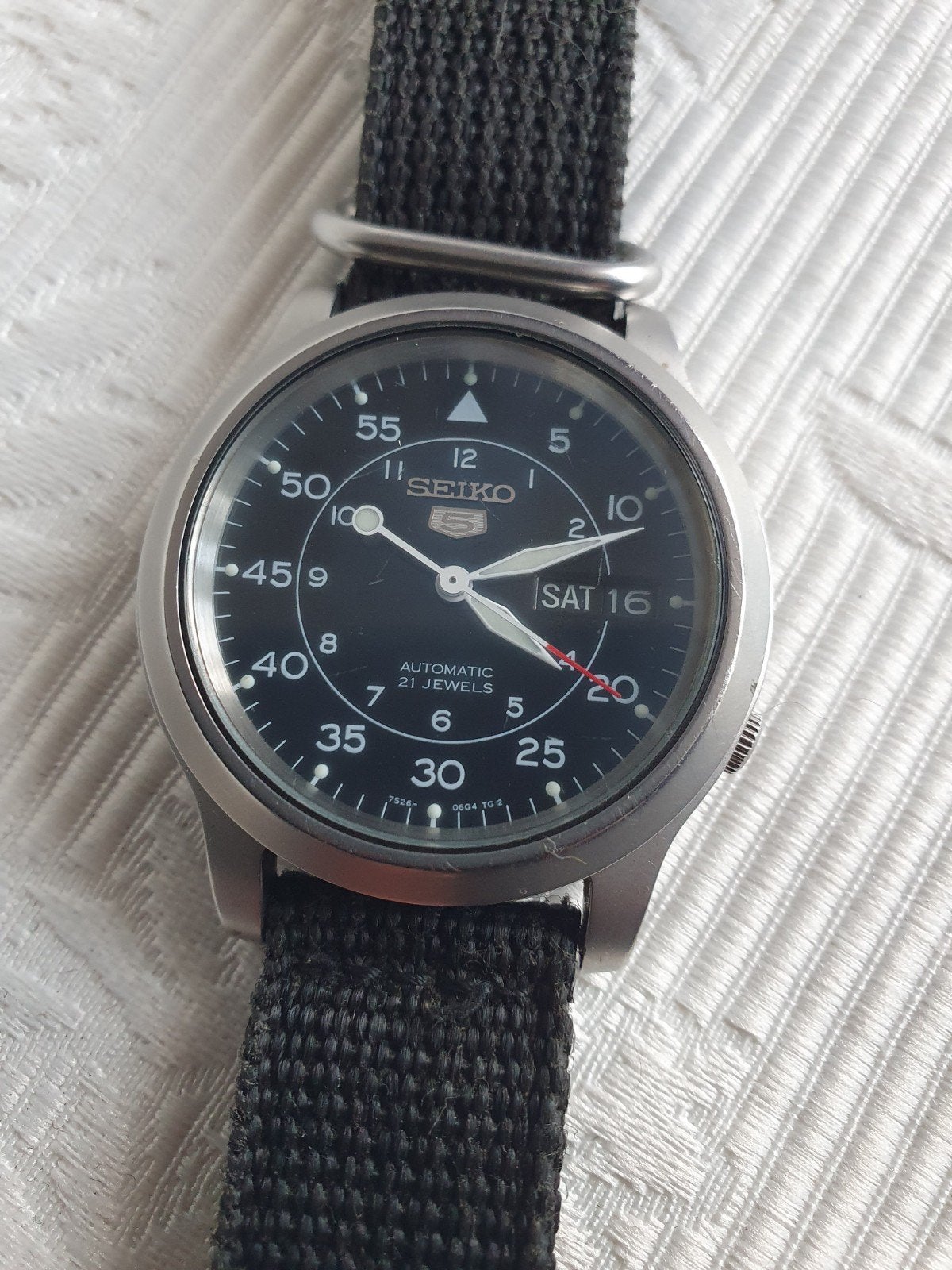 Seiko 5 automatisch horloge, Sieraden, Tassen en Uiterlijk, Seiko, Gebruikt, Polshorloge, Overige materialen