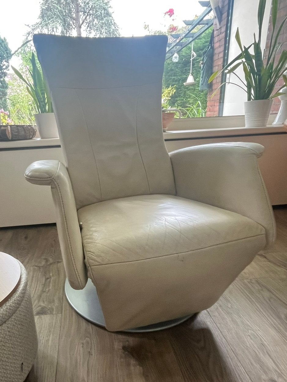 Mooie leren relaxfauteuil – comfortabel & goed onderhouden, Ophalen, 125 tot 150 cm, Leer, Zo goed als nieuw