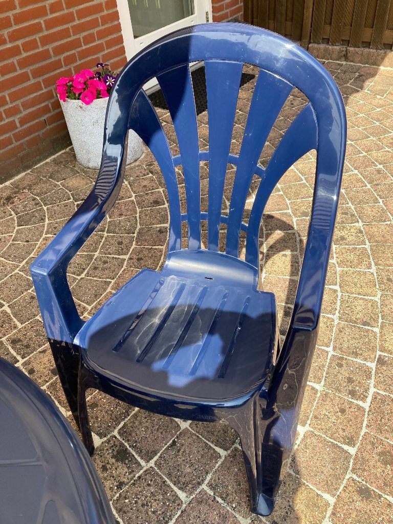 3x Stapelbare JARDIN terrasstoel kleur blauw, Ophalen, Nieuw, Kunststof, Stapelbaar