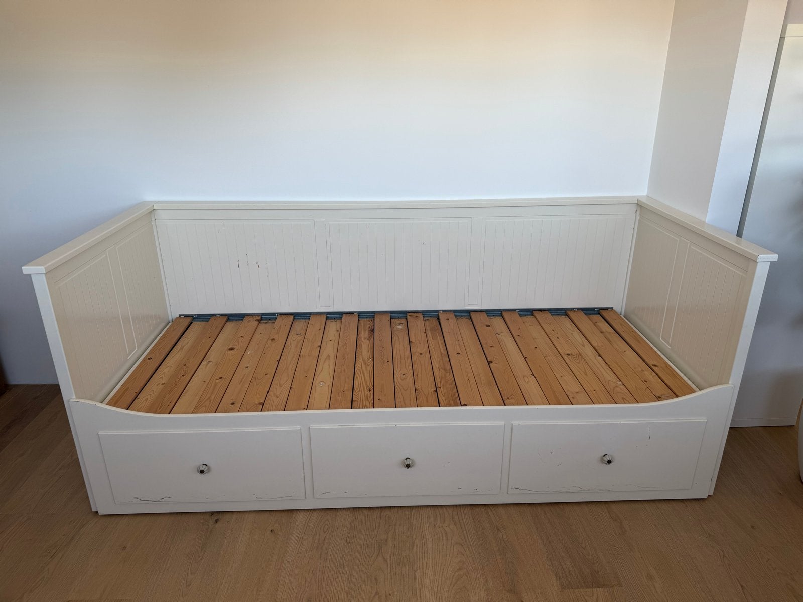 Ikea Hemnes bedbank met 3 lades wit 80x200 uitschuifbaar, Ophalen, Tweepersoons, 80 cm, 200 cm
