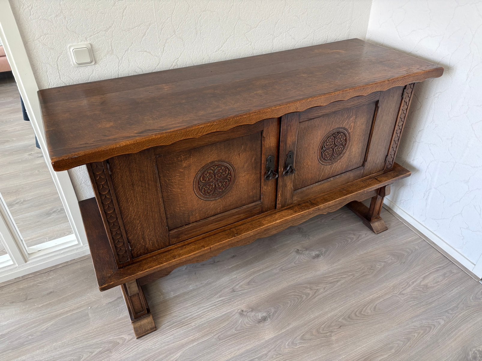 Massief eikenhout dressoir, Ophalen, Gebruikt, Eikenhout, Minder dan 100 cm