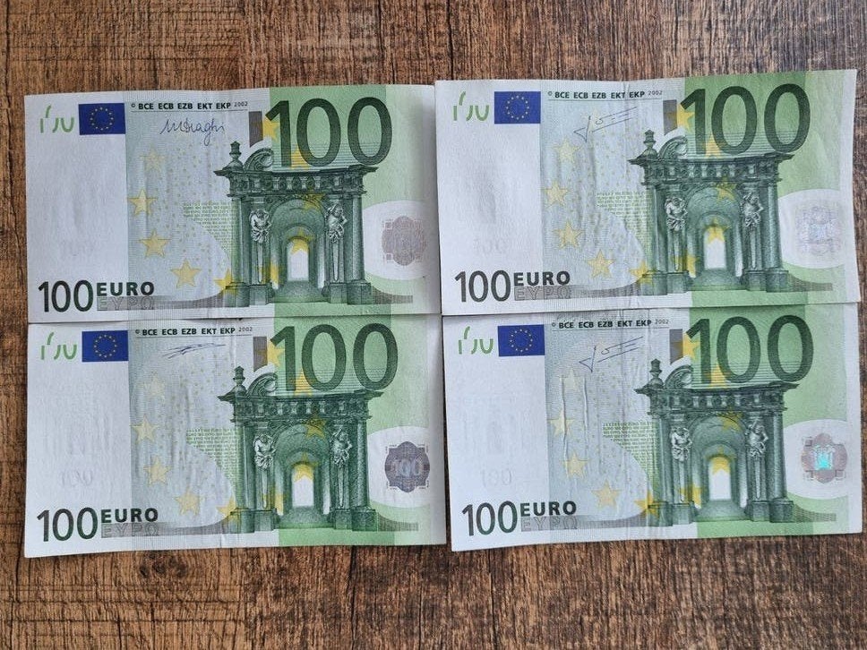 Set van 4x 100 euro biljetten, Postzegels en Munten, Bankbiljetten | Europa | Eurobiljetten, Ophalen of Verzenden, Overige landen