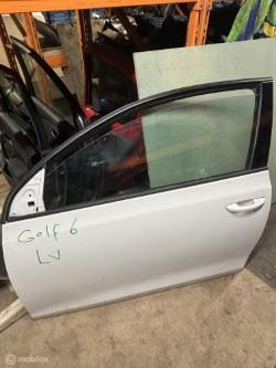 Voordeur links linksvoor wit Volkswagen Golf VI ('08-'13), Gebruikt, Voor, Ophalen of Verzenden, Volkswagen