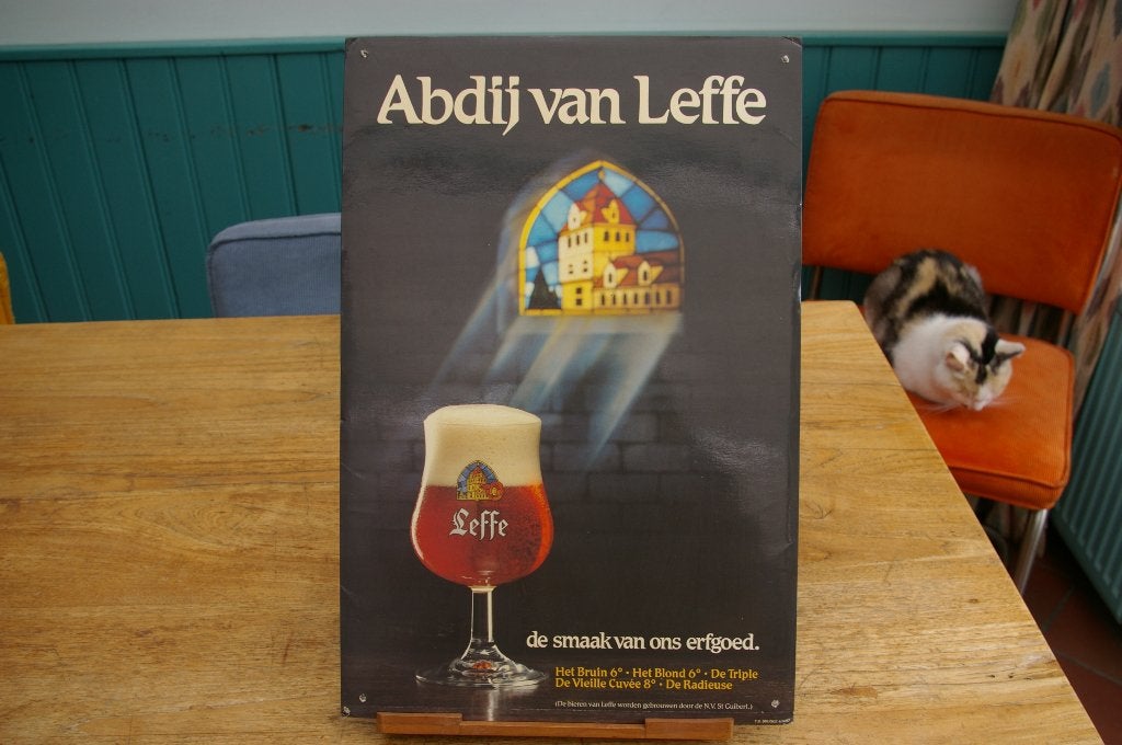 Abdij van Leffe Belgische bierreclame, Verzamelen, Ophalen of Verzenden, Gebruikt, Reclamebord, Plaat of Schild, Leffe
