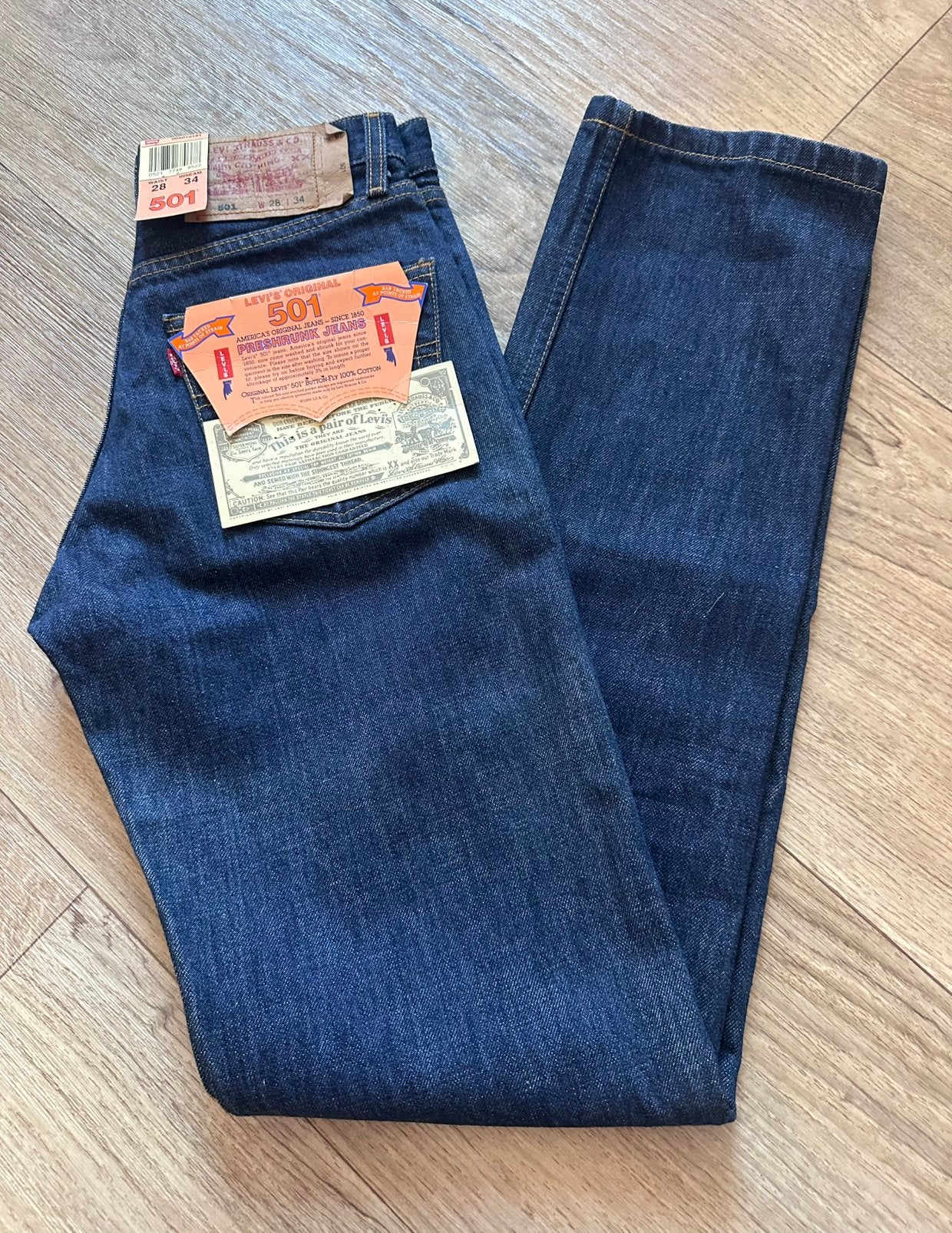 Vintage jeans Levis 501 made in USA nieuw W28/L34 (XS/34), Ophalen of Verzenden, Nieuw, Blauw, W27 (confectie 34) of kleiner