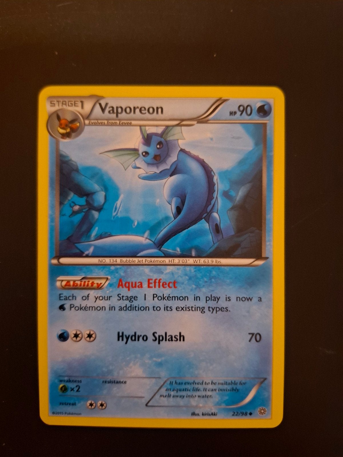 Vaporeon #22 Pokemon Ancient Origins Kaart, Ophalen of Verzenden, Gebruikt, Losse kaart