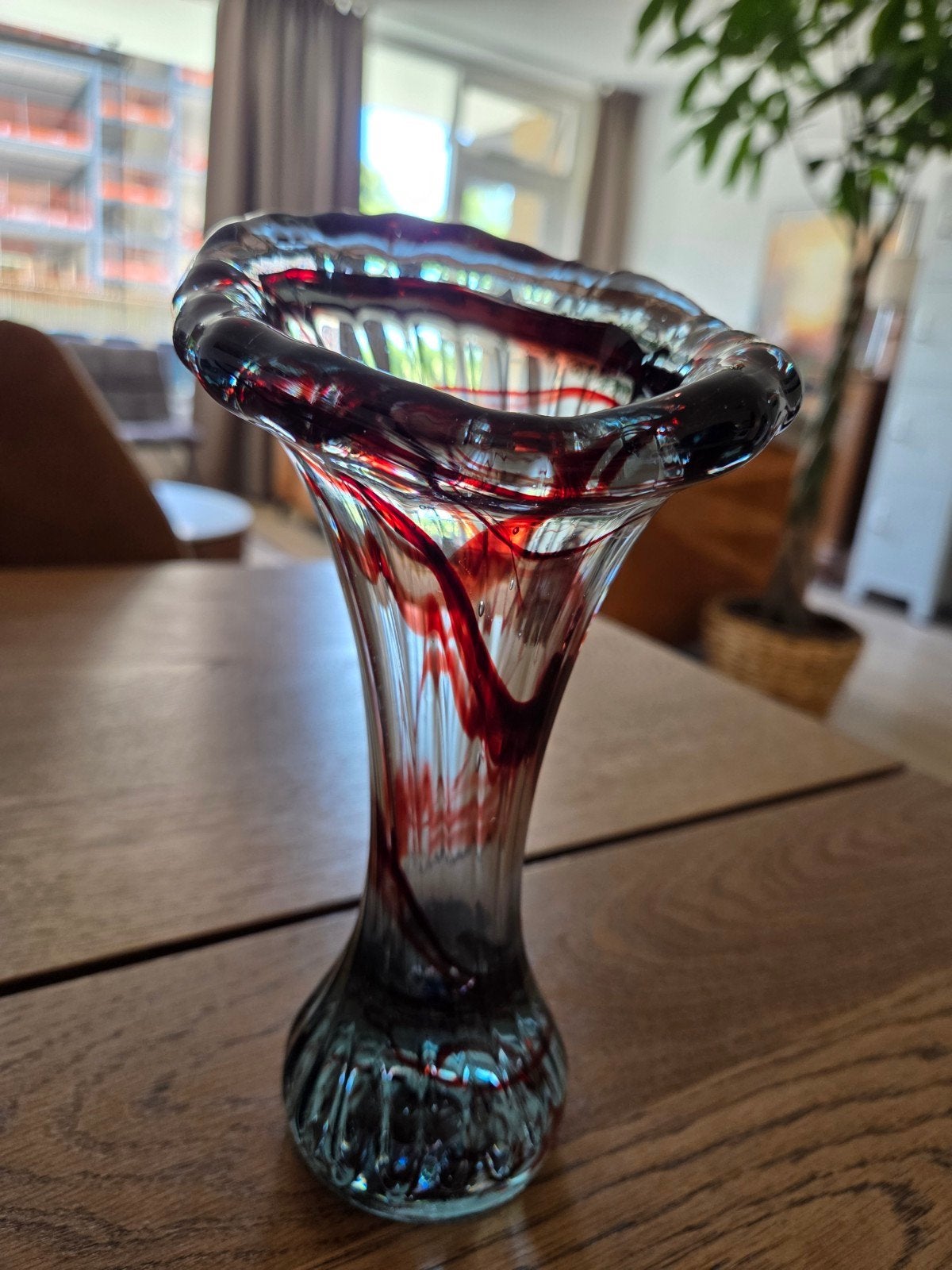 Prachtige Murano vaas - Rood en Blauw Glas, Ophalen of Verzenden