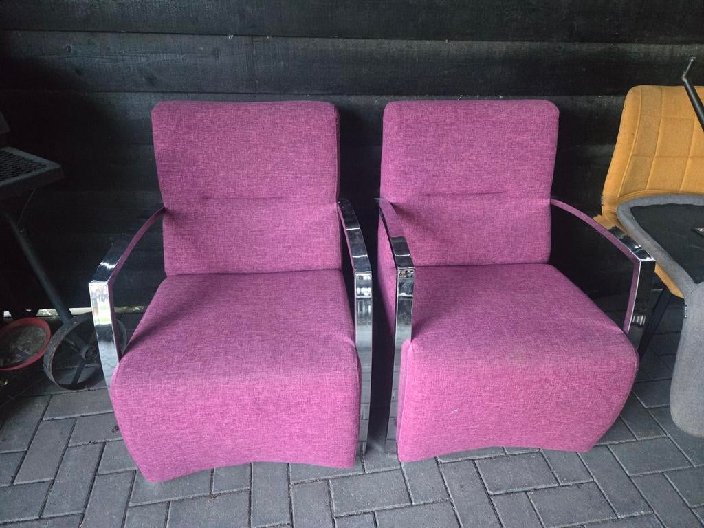 1 roze stoel fauteuil, Ophalen, 75 tot 100 cm, Zo goed als nieuw, Stof