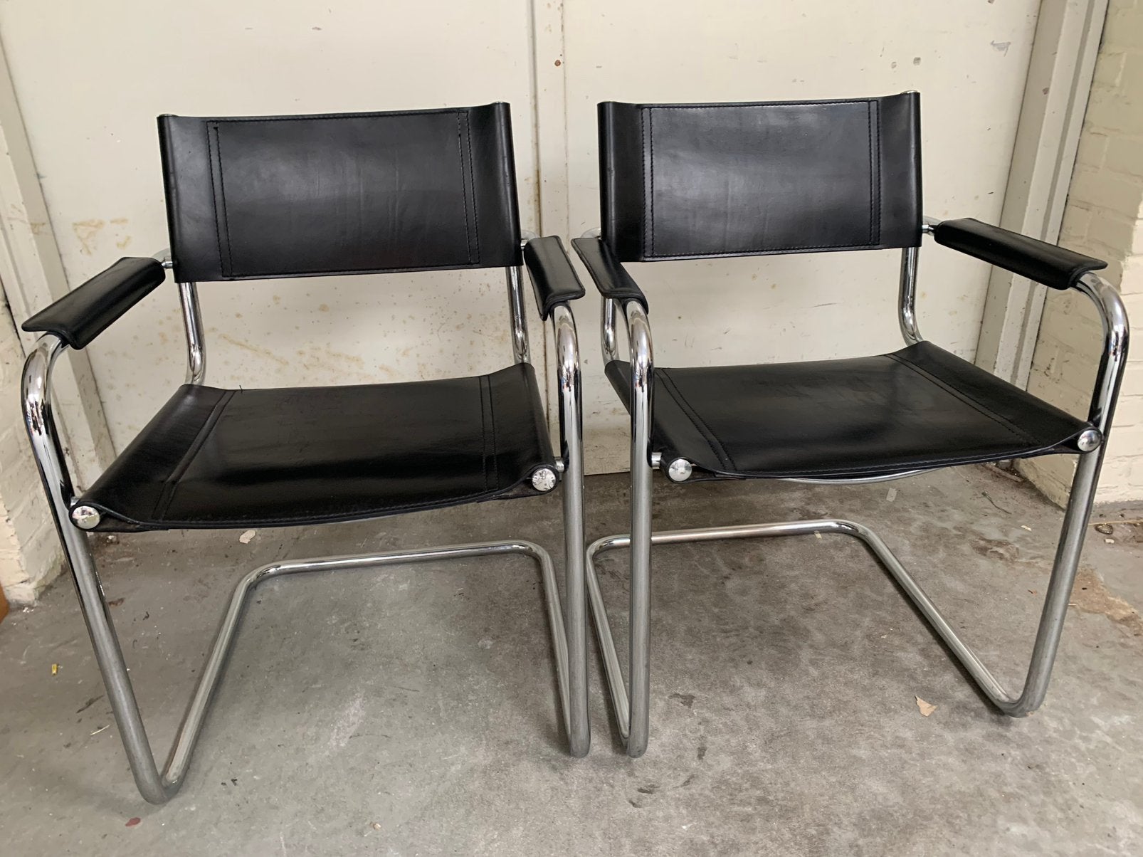Set van 2 stoelen  B34 Marcel Breuer, Gebruikt, Twee, Zwart, Leer