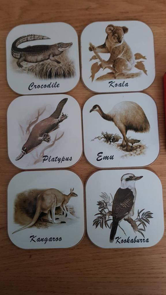 6 onderzetters Australische dieren, Huis en Inrichting, Onbekend, Ophalen of Verzenden, Zo goed als nieuw, Onbekend
