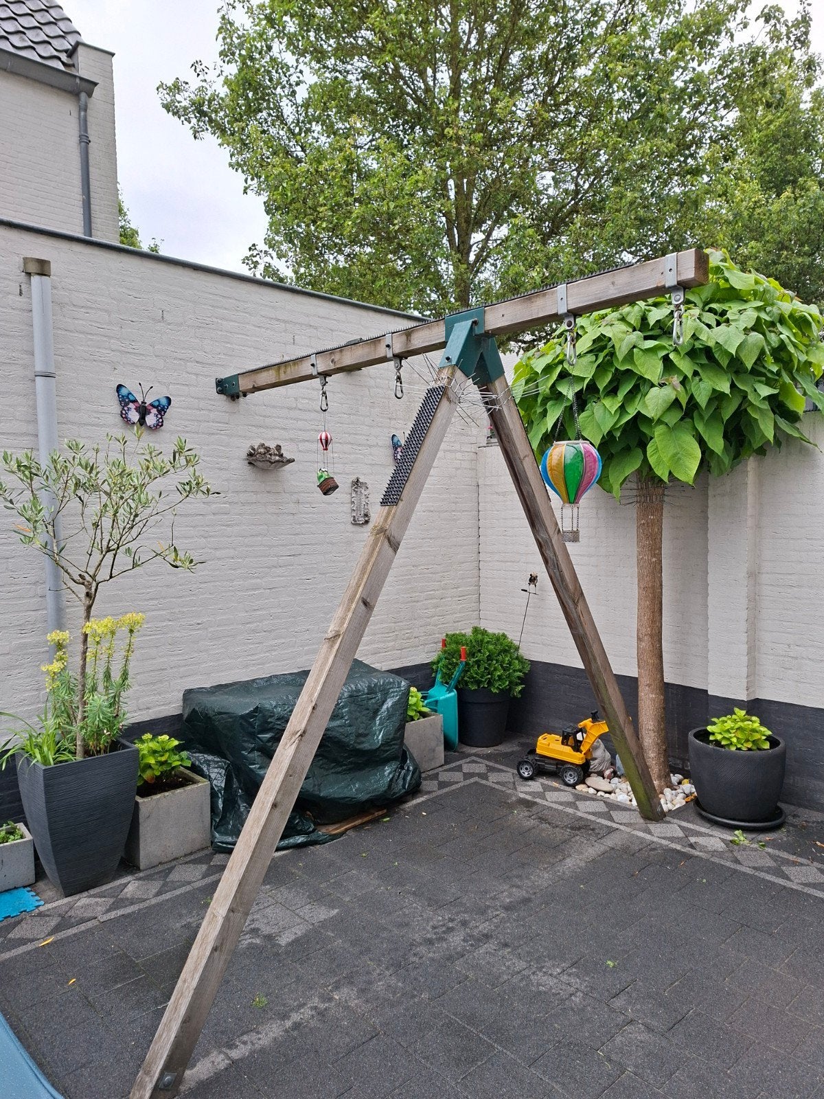 Houten schommelset met diverse speelonderdelen, Ophalen, Gebruikt, Schommel