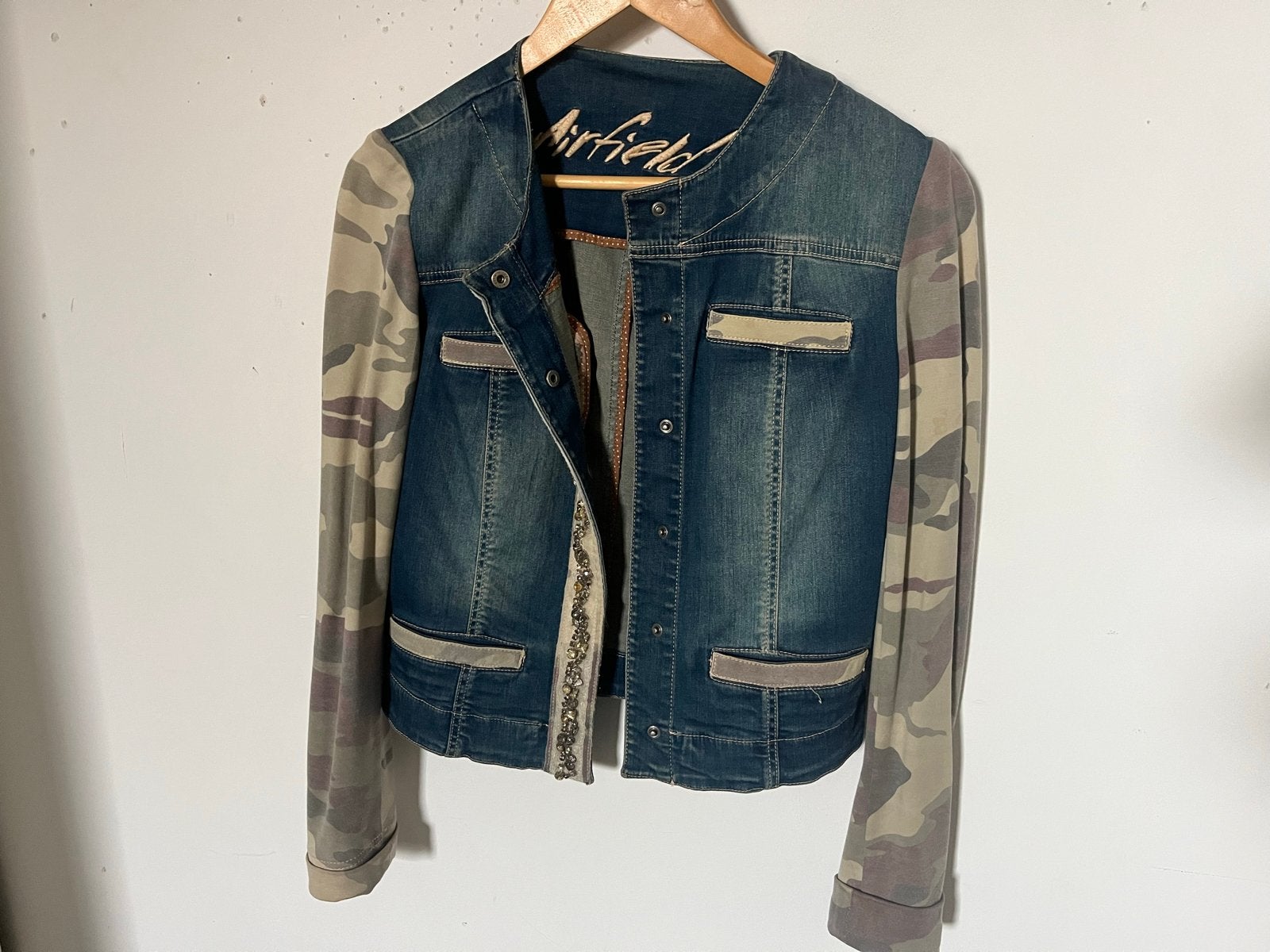 Airfield spijkerjack met camouflage mouwen, Ophalen of Verzenden, Gedragen, Maat 38/40 (M), Blauw