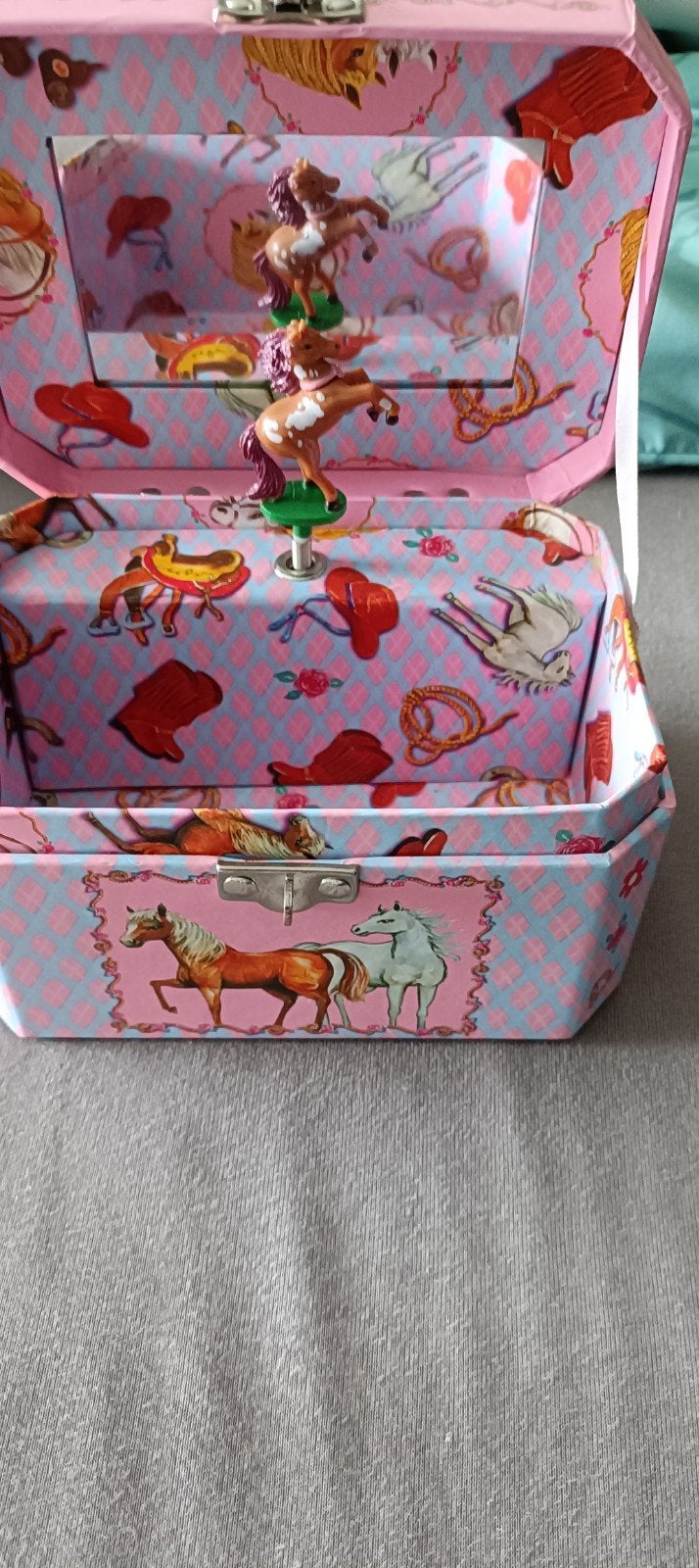 sieraden doosje met paarden en spiegel, Ophalen of Verzenden, Gebruikt, Meisje