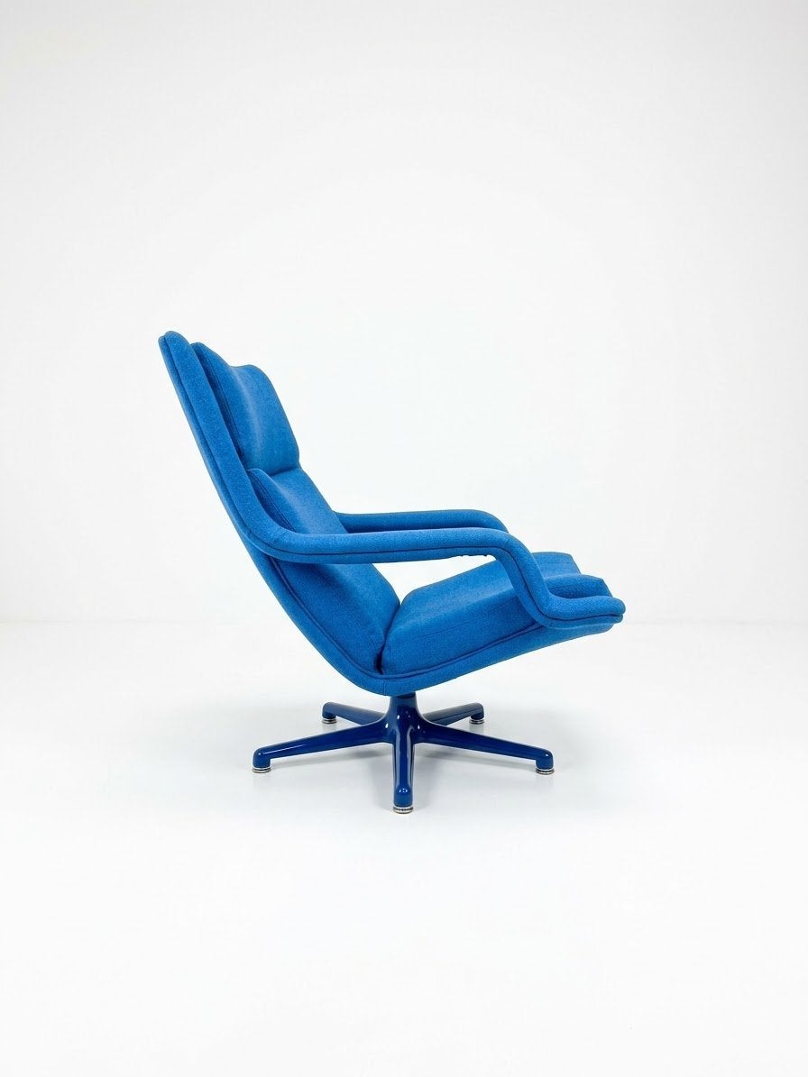 Vintage F141 swivel chair | Artifort blauw nieuwe stof 1960, ., Vintage modern, 75 tot 100 cm, Ophalen of Verzenden