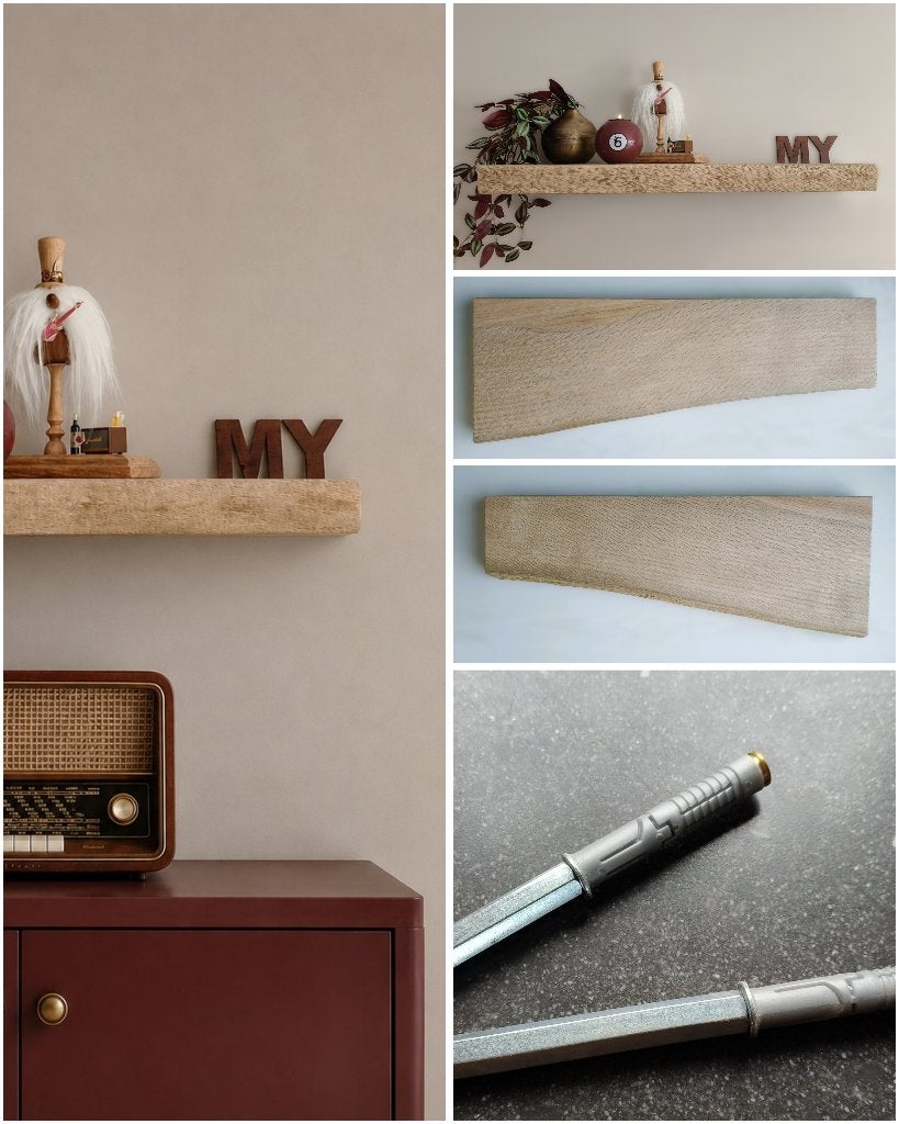 Zwevend eiken houten wandplank + montagepennen 67,5cm #217, Houtatelier M.Y., Info@myhoutatelier.nl, Nieuw, Ophalen of Verzenden