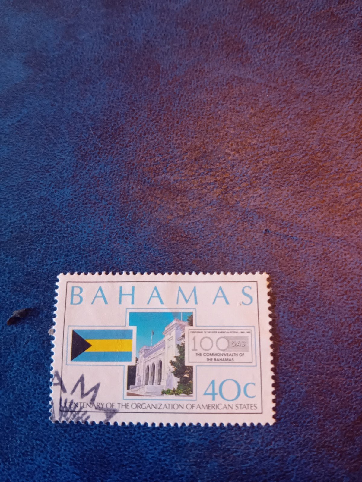Bahamas postzegel 40c - 100 jaar Org. van Amerikaanse, Ophalen of Verzenden, Gestempeld