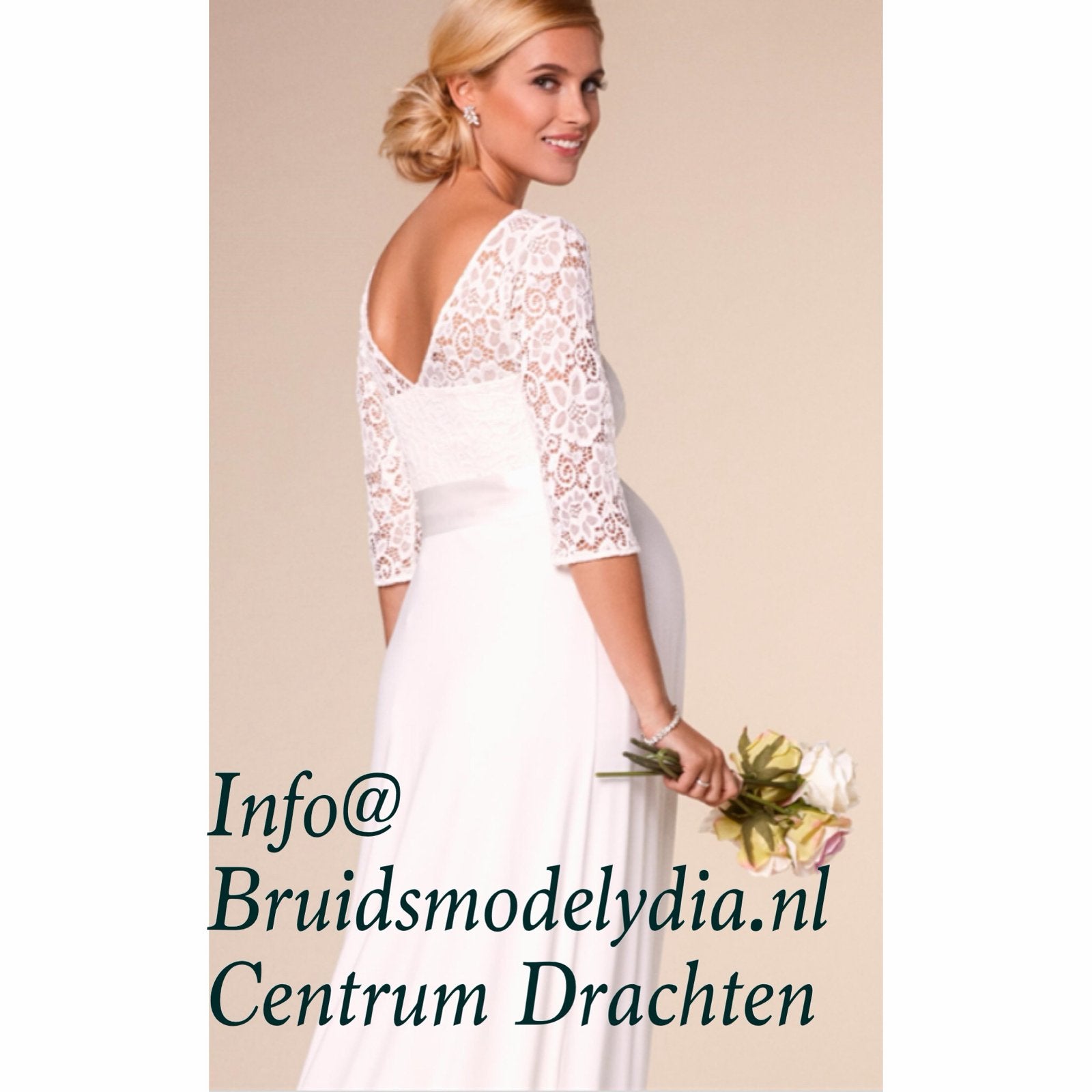 Zwangerschaps Trouwjurk - Bruidsmode Lydia Drachten, Kleding | Dames, Trouwkleding en Trouwaccessoires, Ophalen, Nieuw, Wit, Trouwjurk