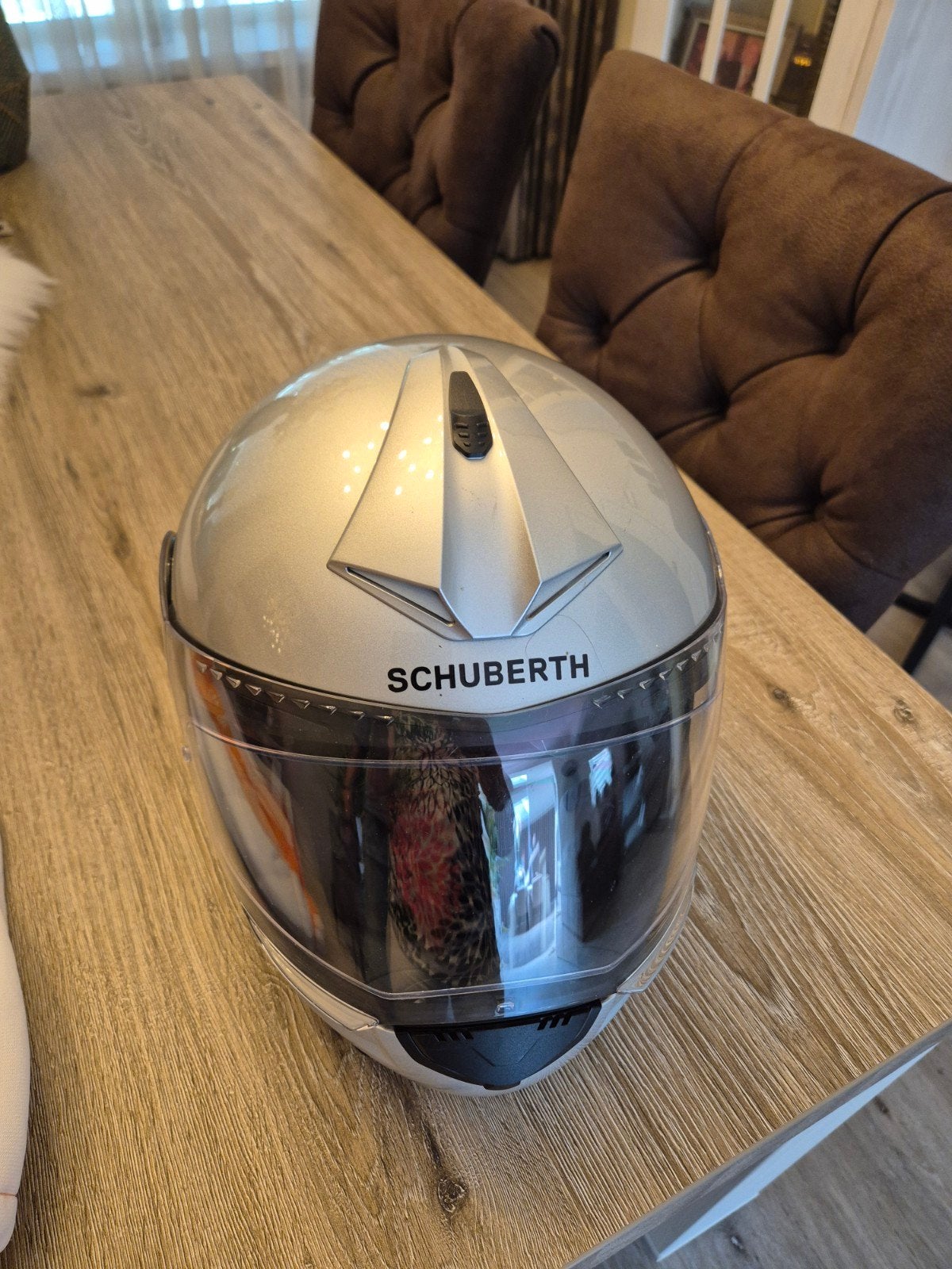 Motorhelm grijs  schuberth mt 58/59, Ophalen of Verzenden, Medium