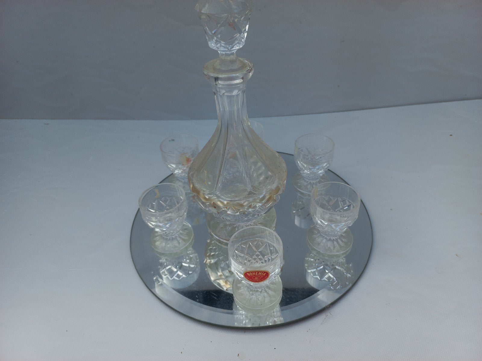 Bohemia kristallen karaf met 6 borrelglaasjes, Antiek en Kunst, Antiek | Glas en Kristal, Ophalen of Verzenden