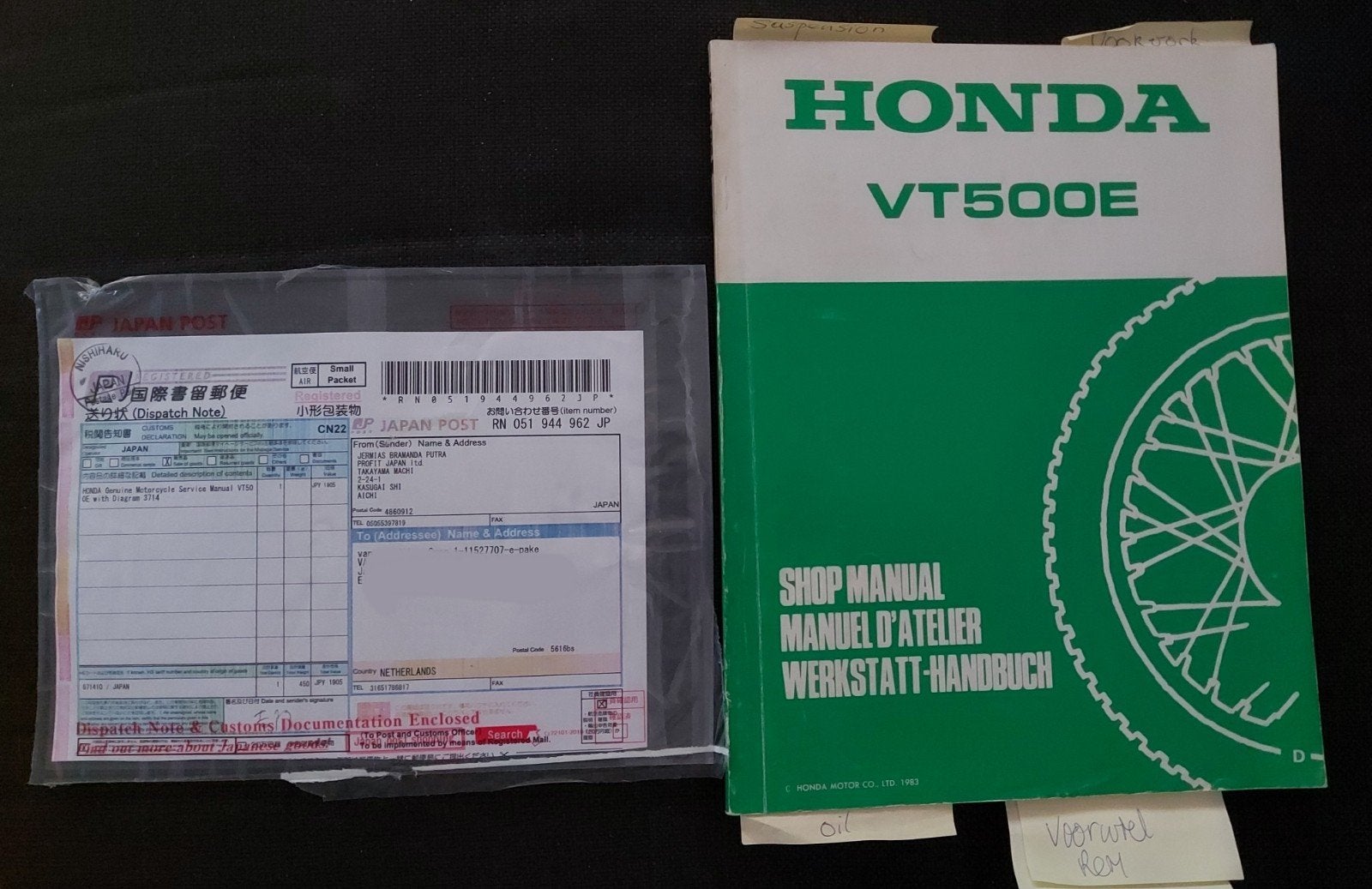 Honda VT500E orgineel shop manual, Ophalen of Verzenden, Honda