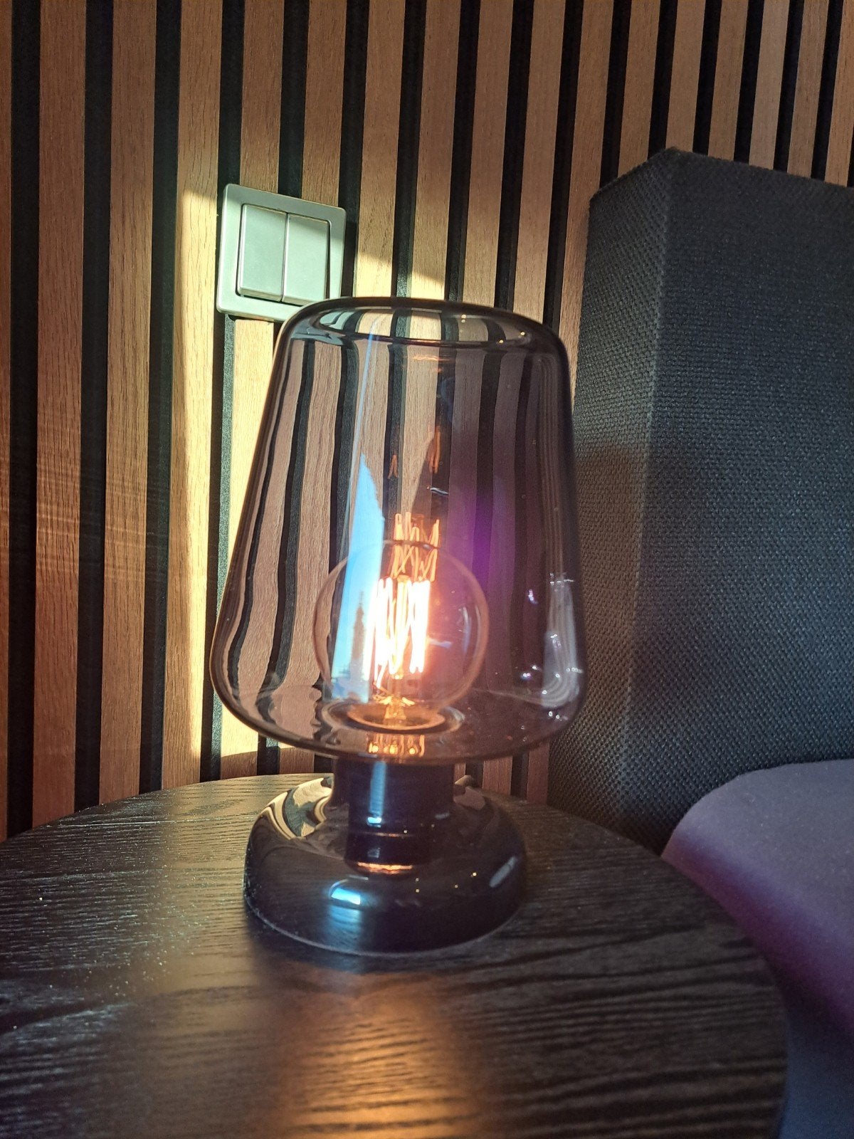 IKEA Tafellampje van Glas - 25cm Hoog (incl. lichtbron), Ophalen, Gebruikt, Glas, Inclusief lichtbron