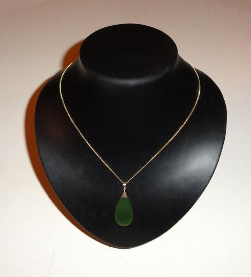 Ketting met hanger Jade edelsteen goud 18 karaat, Verzenden, Nieuw, Met edelsteen, Groen
