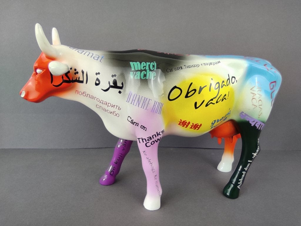 CowParade / Cow Parade Koe “Mama Mia” LARGE (zeldzaam), Antiek en Kunst, Ophalen of Verzenden, Beeld, Meerkleurig, Handgemaakt