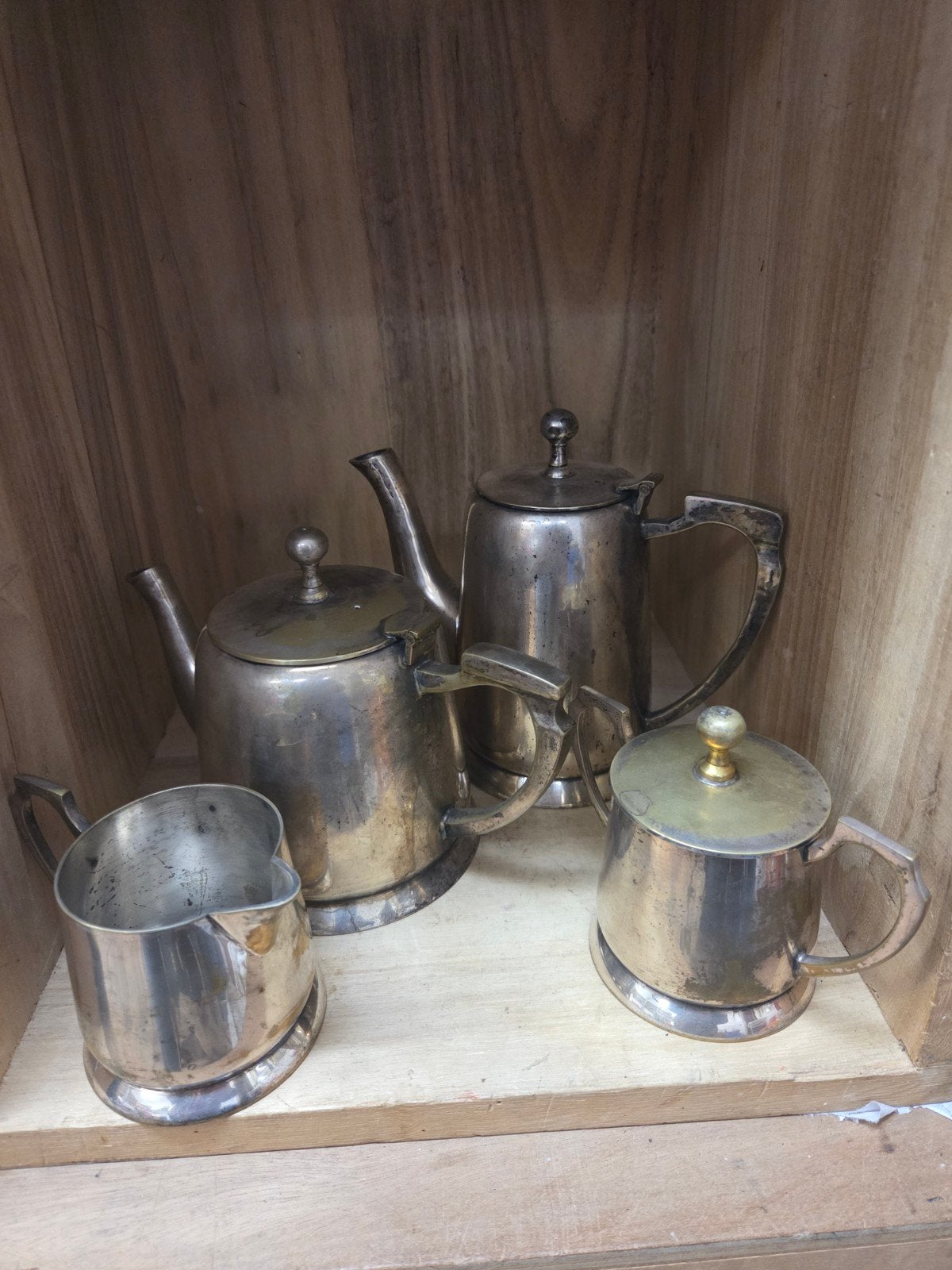 Vintage verzilverde theeset - 4-delig, Antiek en Kunst, Ophalen of Verzenden