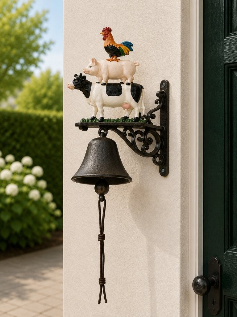 DEURBEL / KOE, VARKEN EN HAAN, Nieuw, Info@huisentuindecoratiemarie.nl, Huis en tuin decoratie marie, Peize