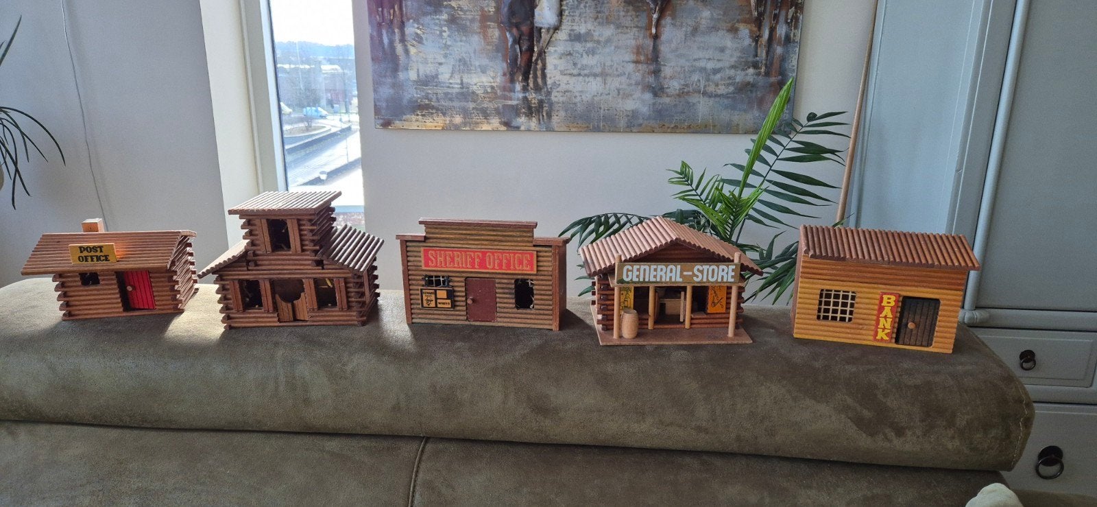 Houten western stad miniatuur set, Ophalen of Verzenden, 1:50 of kleiner