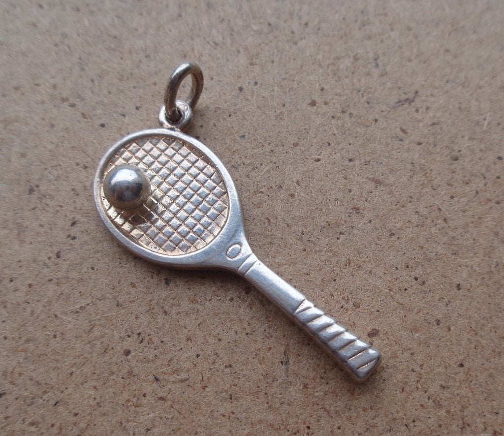 zilveren tennis racket bedel/hanger [856], Sieraden, Tassen en Uiterlijk, Antieke sieraden, Verzenden, Zilver, Overige typen