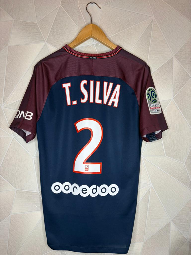 PSG Thuis 2017/2018 T. Silva, Sport en Fitness, Voetbal, Zo goed als nieuw, Shirt, Maat M, Ophalen of Verzenden