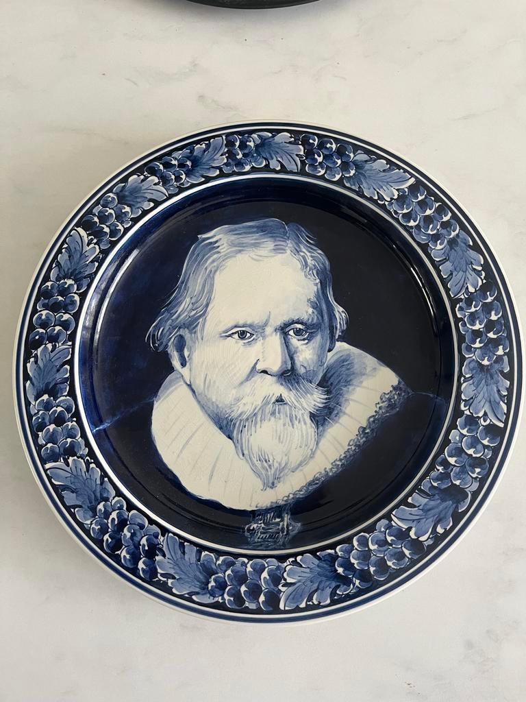 Delfts Blauw Wandbord - Rembrandt Portret, Ophalen