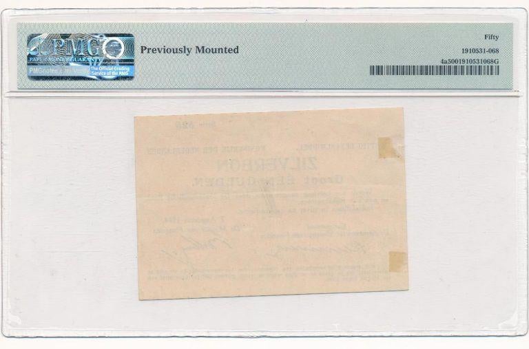 Nederland Zilverbon 1 gulden 1914 PMG 50, Postzegels en Munten, Bankbiljetten | Nederland, Ophalen of Verzenden, 1 gulden, Los biljet