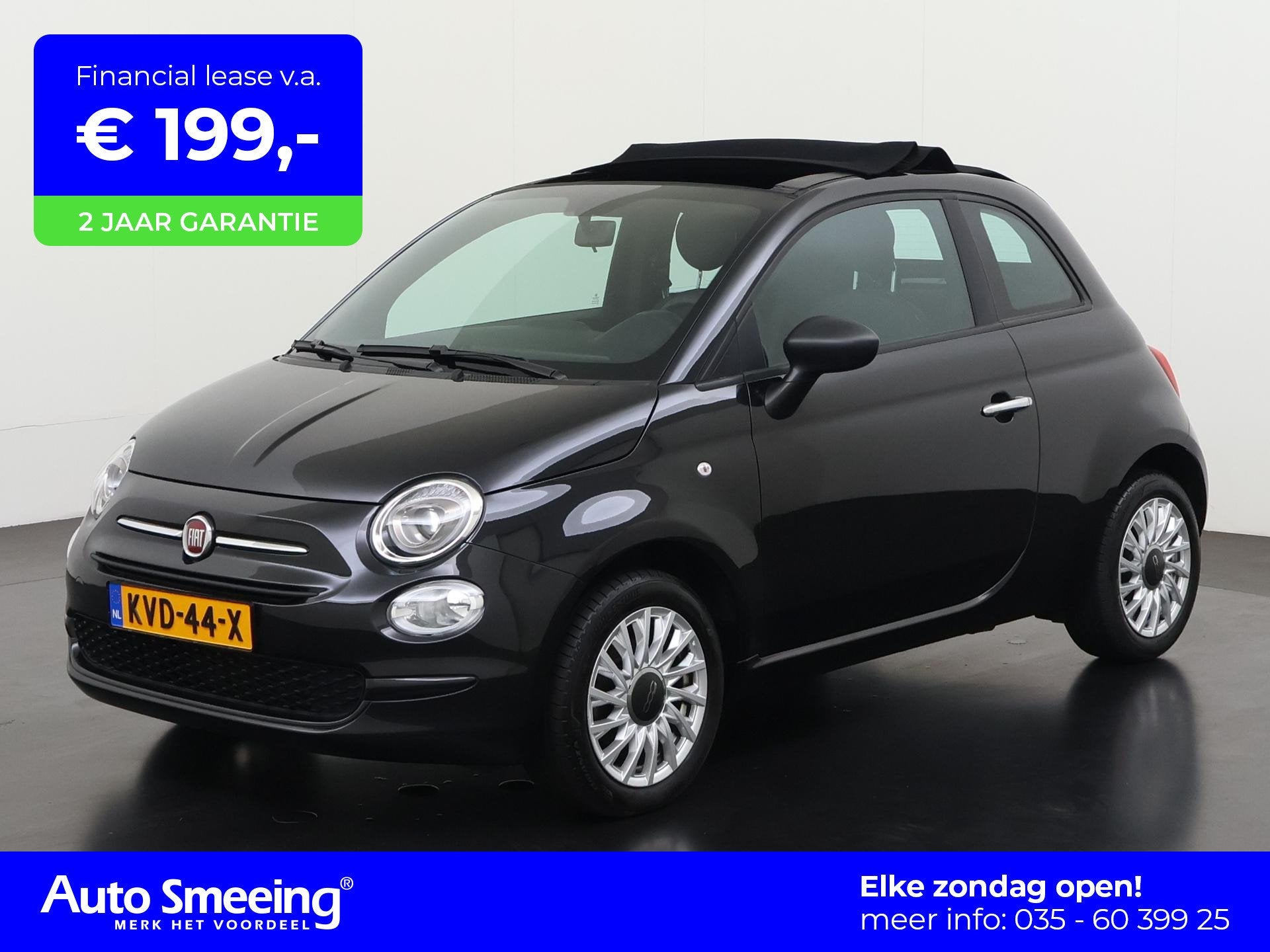 Fiat 500 C 1.0 Hybrid Club | Apple/Android Carplay | Zondag, Auto's, Voorwielaandrijving, 12 maanden, Stof, Gebruikt