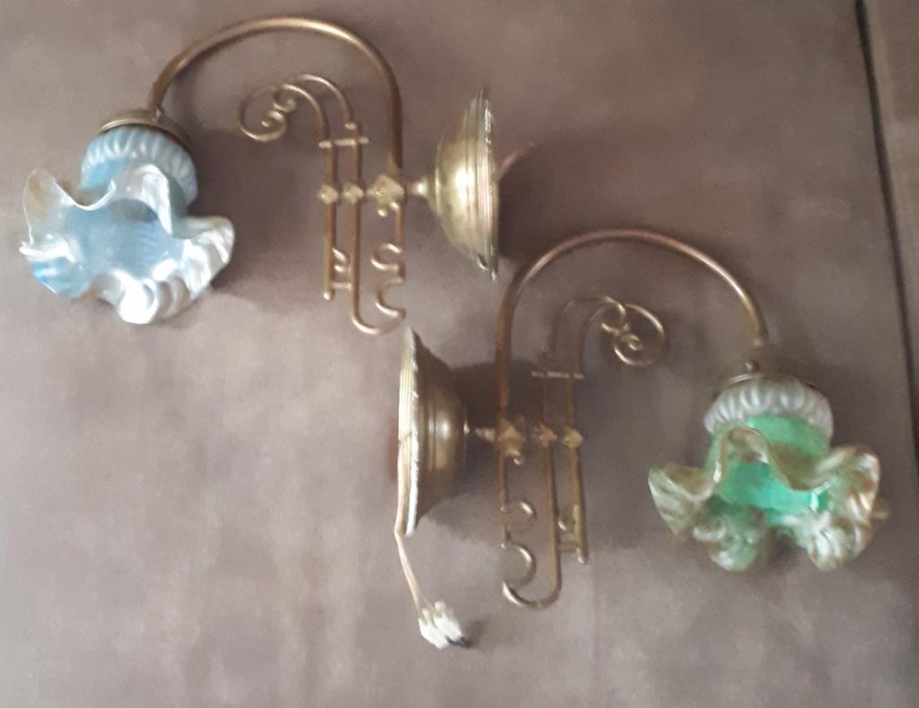 2x mooie bronzen lampen met glazen kelken, Antiek en Kunst, Antiek | Lampen, Ophalen of Verzenden