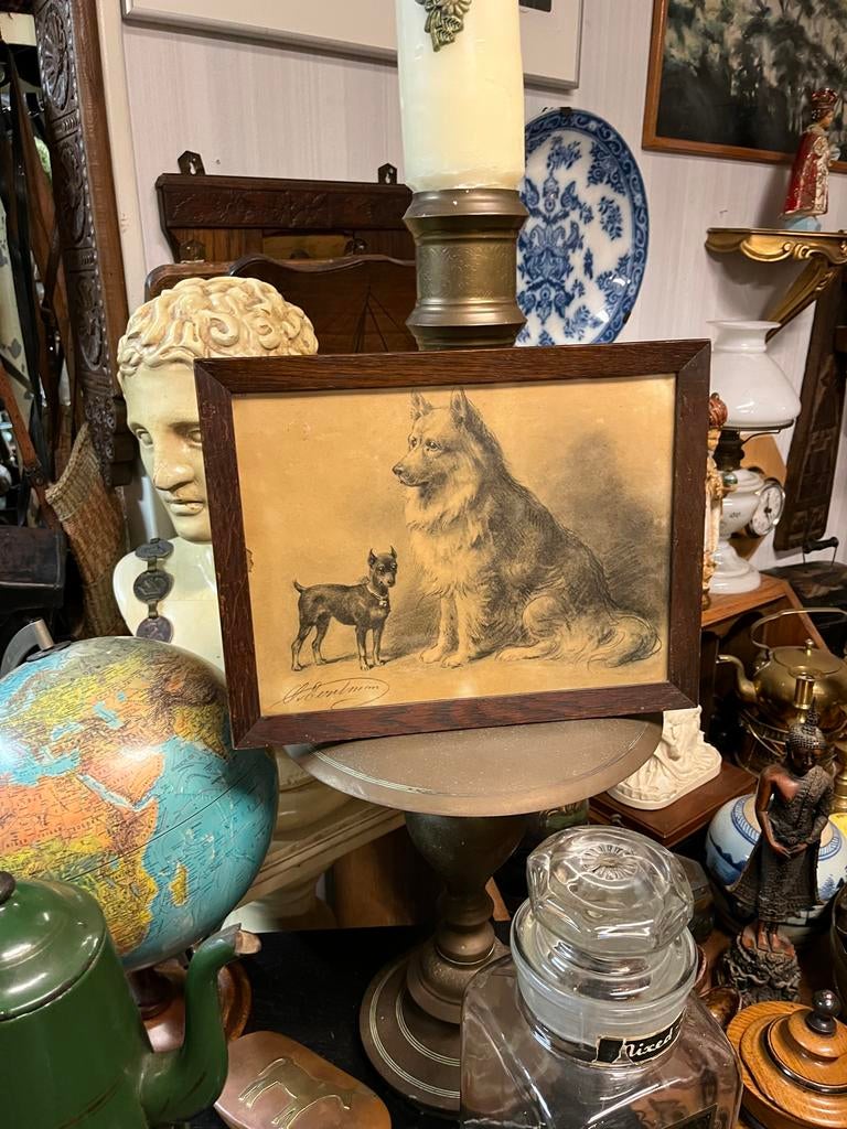 Otto Eerelman Dieren Schilderij, Antiek en Kunst, Kunst | Tekeningen en Foto's, Ophalen of Verzenden