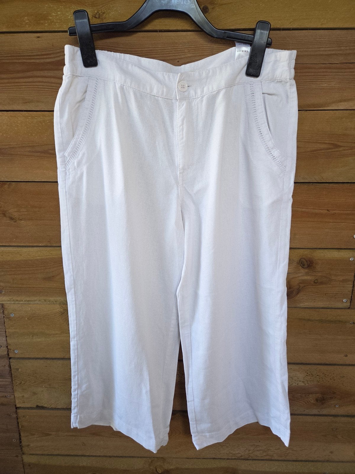 Miss Etam witte linnen capri broek maat 40 zomer, Maat 38/40 (M), Wit, Ophalen of Verzenden, Driekwart