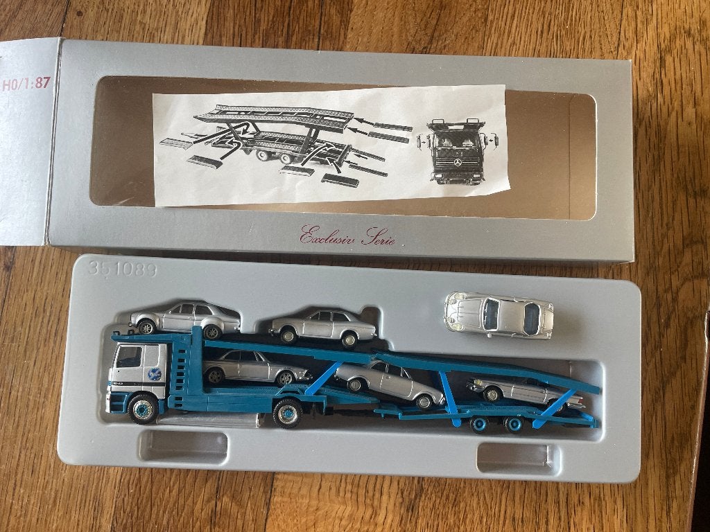 Herpa Mercedes Actros autotransporter jubileumuitgave 50jr, Ophalen of Verzenden, Nieuw, Bus of Vrachtwagen, Herpa