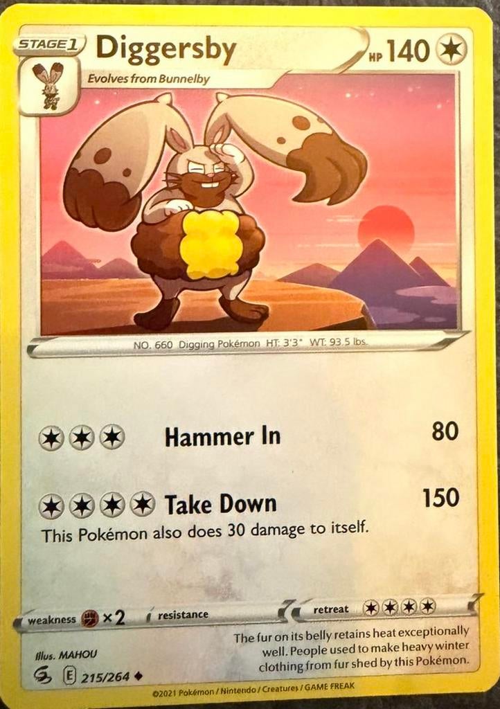 Pokémonkaart van Diggersby (660) • Fusion Strike (215/264), Verzenden, Nieuw, Losse kaart