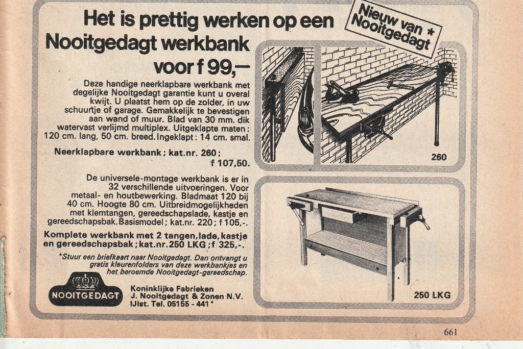 Retro reclame 1970 Nooitgedagt IJlst prettige werkbank, Verzamelen, Verzenden, Overige typen