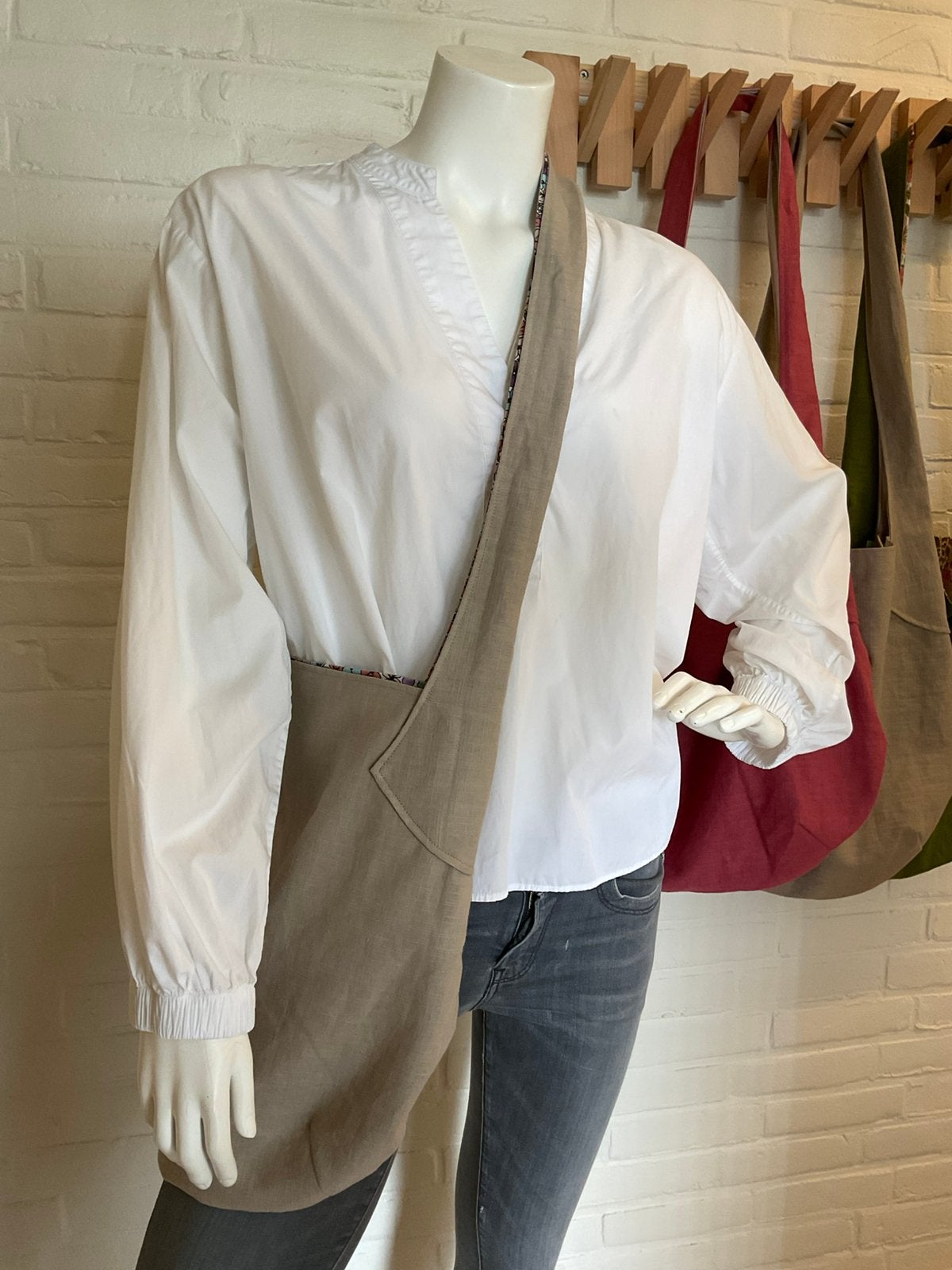 Linnen tas Crossbody Omkeerbaar Handgemaakt, Sieraden, Tassen en Uiterlijk, Tassen | Damestassen, Nieuw, Overige typen, Overige kleuren
