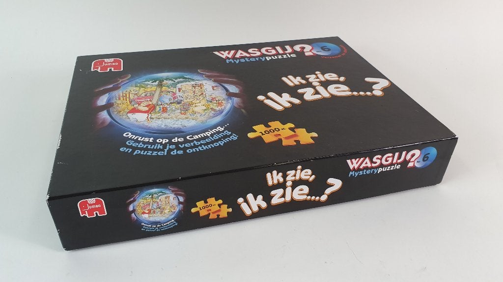 Wasgij Mystery puzzel nummer 6, Onrust op de Camping. 8C4, Ophalen of Verzenden, 500 t/m 1500 stukjes, Gebruikt